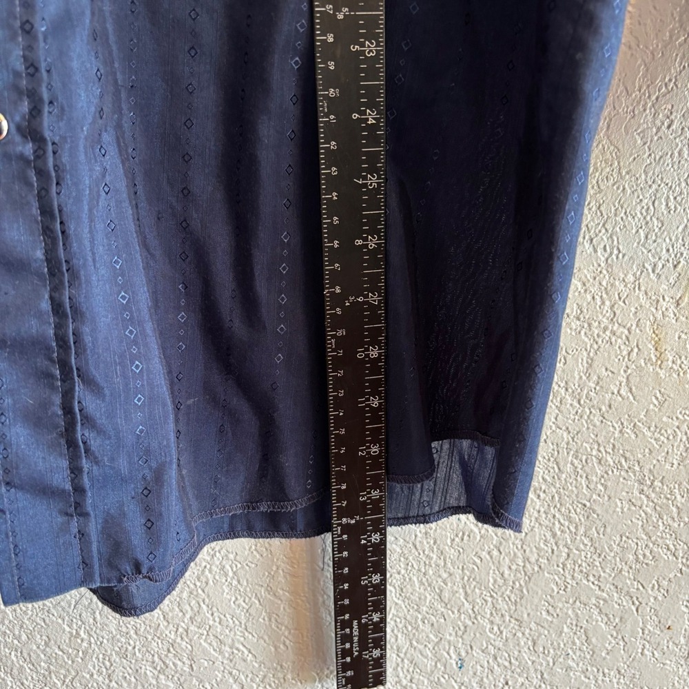 Vtg Panhandle Slim Mens Western Shirt Cowboy Navy Blue Pearl Snap 16.5 x 35 USA - Picture 6 of 6